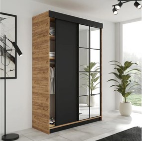 Szafa Przesuwna LAMARO 167 Dąb Craft/Czarny