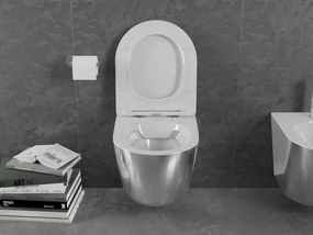 Mexen Lena miska wc Rimless z deską wolnoopadającą slim, duroplast, biała/srebrna - 30224004