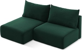 Ciemnozielony aksamitny rozkładany/ze schowkiem narożnik (lewostronny/z szezlongiem) Kalena – Makamii