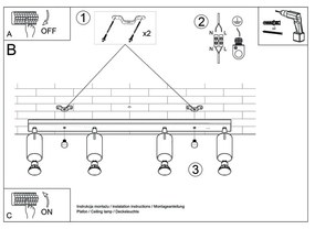 Biała lampa sufitowa Nice Lamps Etna 4L
