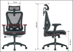 Fotel siatkowy z zagłówkiem regulowanym Ergobit Lux, zgodny z normą BHP