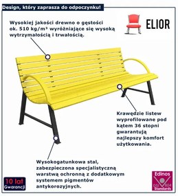 Żółta ławka ogrodowa z oparciem 130 cm  E9-Z76