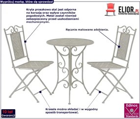 Zestaw szarych metalowych mebli ogrodowych - Nadia