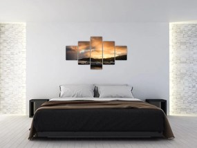 Obraz - plaża z pochmurnym niebem (125x70 cm)