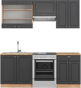 Aneks kuchenny anthracite country house/gold kraft oak 200x60x81.6 fame-line