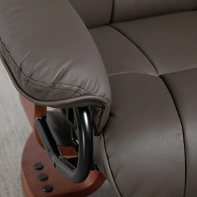 HOMCOM Obrotowy fotel relaksacyjny z funkcją leżenia, do 150 kg, obicie ze skóry ekologicznej, stelaż stalowy, Brązowy