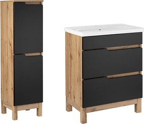 Zestaw Łazienkowy 60cm 2S Alma Półsłupek Dąb Wotan / Czarny Mat