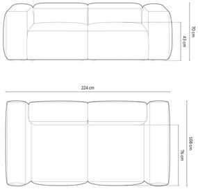 Zielona sofa 224 cm Bergano – Cosmopolitan Design