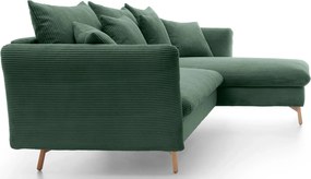 Zielony narożnik sztruksowy z funkcją spania Z0-E44