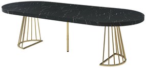 Stół jadalniany rozkładany 2 do 12-osobowy z MDF i stali – Imitacja czarnego i złotego marmuru – FIRELA