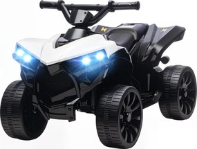 AIYAPLAY Dziecięcy Quad Elektryczny 6V z funkcją jazdy do przodu i tyłu, muzyką, reflektorami LED, biały | Aosom PL