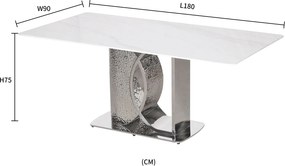Ceramiczny stół do jadalni Modig M90 na srebrnej podstawie