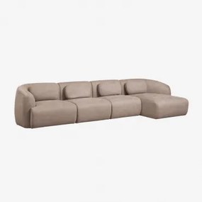 Sofa Modułowy Z Prawym Szezlongiem, 4-częściowy, Z Tkaniny Chenille Coquette Szenila Brąz Pszeniczny - Sklum