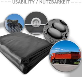 Plandeka JAGO 650 g/m², aluminiowe oczka, antracyt, 3x5 m