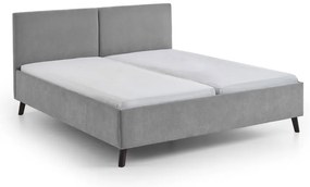 Szare tapicerowane łóżko dwuosobowe ze stelażem 160x200 cm Piano – Meise Möbel