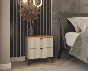 Beżowy ryflowany stolik nocny D9-N01