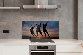 Szklany Panel Ludzie na tle Zachodu i Chmur