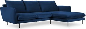 Niebieski aksamitny narożnik (prawostronny) Vienna – Cosmopolitan Design