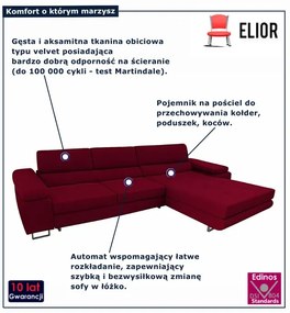 Czerwony narożnik rozkładany z pojemnikiem G9-L02