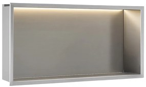 PÓŁKA WNĘKOWA ŁAZIENKOWA LED 30x60 stal szczotkowana