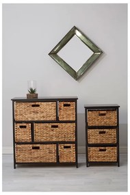 Czarny/naturalny regał łazienkowy z litego drewna paulowni 80x76 cm Padstow – Premier Housewares