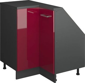 Narożna szafka kuchenna na dach skośny czerwony połysk 75.6x75.6x81.6 r-line