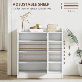 HOMCOM Szafka na buty, Komoda na buty, Półka na buty, 4 Półki. 1 Szafa, 83 cm x 30 cm x 90 cm, Biały