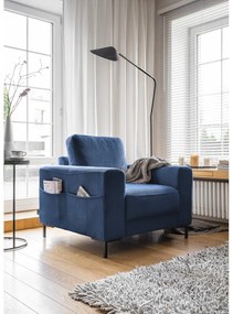 Ciemnoniebieski sztruksowy fotel Lofty Lilly – Miuform