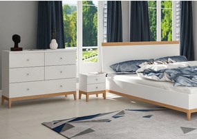 Komoda LIVIA 120 5S biała/buk