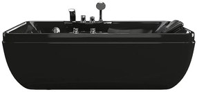 Wanna z hydromasażem czarna - 1 osobowa - 140 l - 150 x 75 x 54,5 cm - Lewostronna - GAVINO