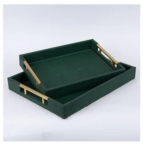 ZESTAW 2x Dekoracyjna taca 40x30/34x24 cm zielony