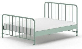 Zielone metalowe łóżko dwuosobowe ze stelażem 160x200 cm BRONXX – Vipack