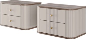 Zestaw szafek nocnych wiszących Vesper 56 cm - kaszmir / orzech / złote uchwyty