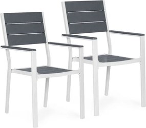 Krzesła ogrodowe Caprila - zestaw 2 szt. na taras i balkon, kolor biało-szary