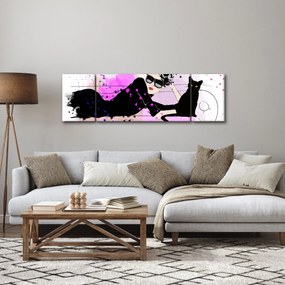 Obraz - Kobieta z czarnym kotem (170x50 cm)