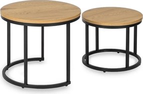 Zestaw Stolików Kawowych DELIA 43 cm/53 cm Dąb Złoty Nowoczesny Loft