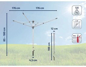 Ogrodowa suszarka na pranie w kolorze srebra 50 m LinoLift 500 – LEIFHEIT