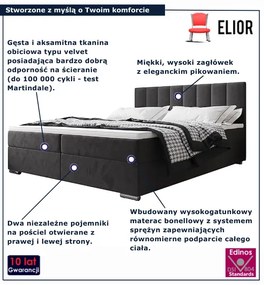 Ciemnoszare łóżko z pojemnikiem na pościel 5 rozmiarów H2-C20