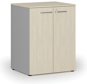 Szafa biurowa z drzwiami PRIMO GRAY, 2 półki, 800 x 640 x 1027 mm, szary/brzoza