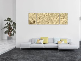 Obraz - Zabytkowa mapa, ilustracje (170x50 cm)