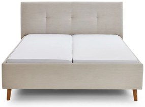 Beżowe tapicerowane łóżko dwuosobowe ze schowkiem i stelażem 180x200 cm Madea – Meise Möbel