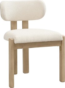 Zestaw 6 krzeseł z litego drewna - Styl nowoczesny - Wygodne oparcie - Konstrukcja z litego drewna - Tkanina bouclé - Naturalny