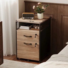 Szafka na kółkach kontenerek na dokumenty z szufladami zamykana jasny brąz