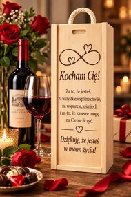 Drewniana skrzynka na wino z grawerem - Erseco