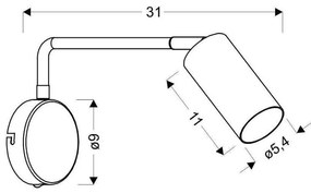 Metalowy kinkiet w czarno-złotym kolorze Tina – Candellux Lighting
