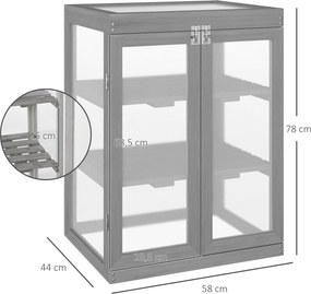 Outsunny Szklarnia Tunelowa Transparentna do Ogrodu Drewno Poliwęglan 58x44x78cm | Aosom PL