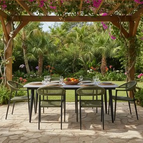 Krzesło Ogrodowe Grafitowe 56x60x78 cm Plecione Zielone Sznurki Nowoczesne