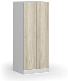 Szafa ubraniowa obniżona, 2-drzwiowa, 1500 x 600 x 500 mm, zamek cylindryczny, drzwi laminowane, dąb naturalny