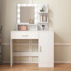 Toaletka kosmetyczna makijażu wizażu z lustrem led nowoczesna glamour loft