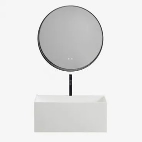 Zestaw Wiszących Mebli Łazienkowych Z Żywicy Zintegrowany Z Umywalką I Oświetleniem Led Nerine - Sklum